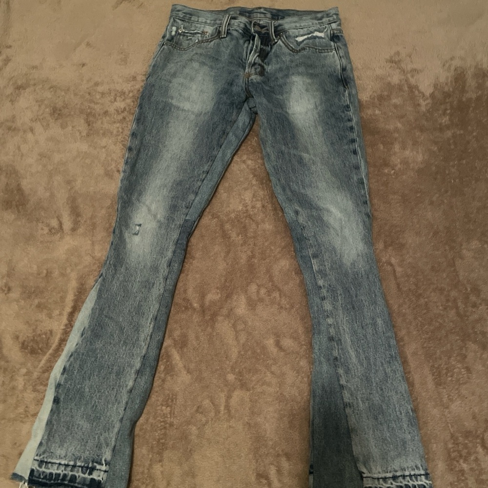 MNML Distressed Gray Flare Jeans